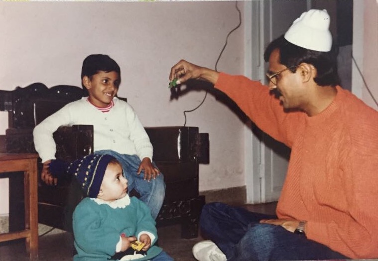 Dad with Meethi and me. (Early 1990s)