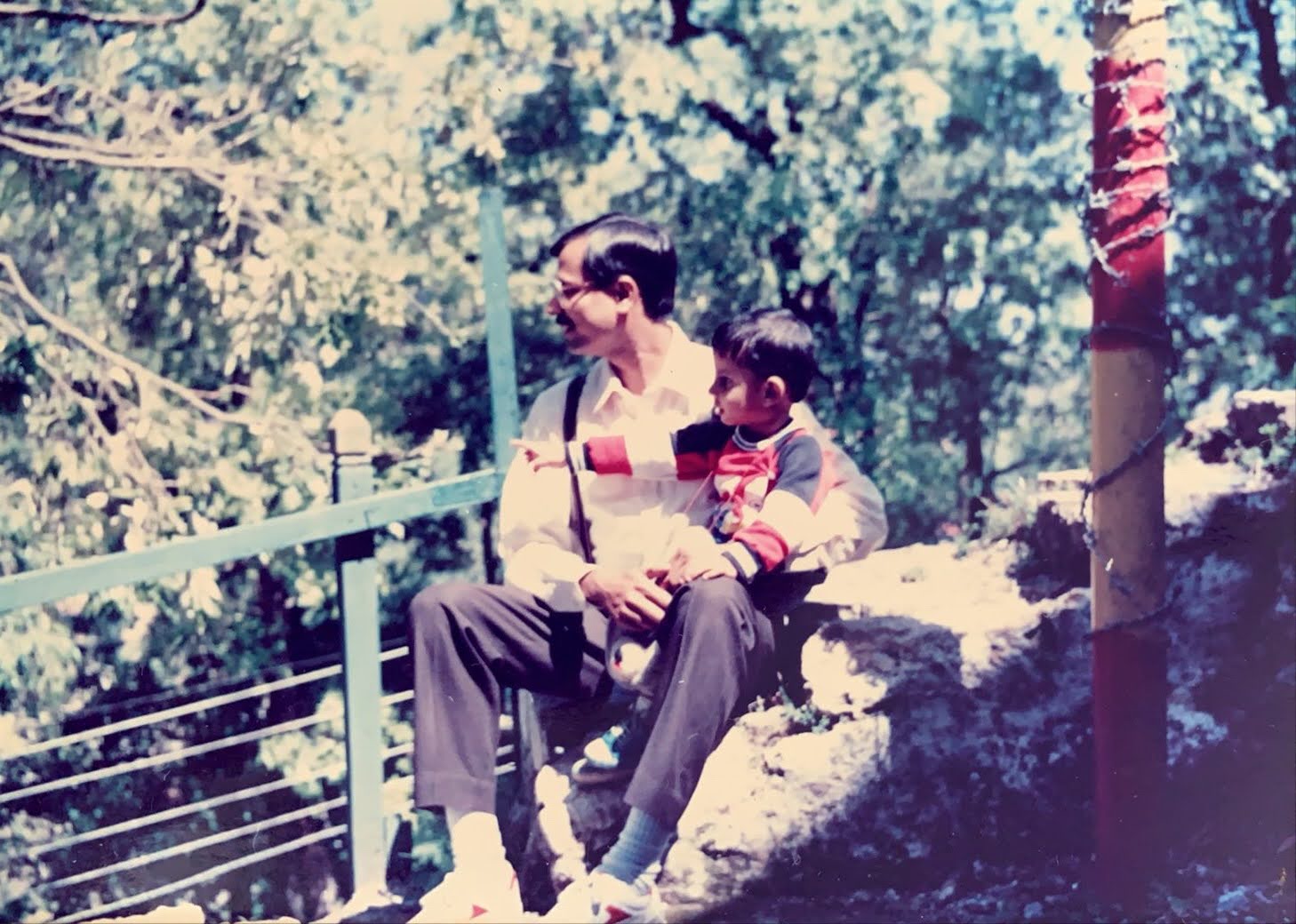 Dad and me on our family trip to Mussoorie, India. (Late 1980s)